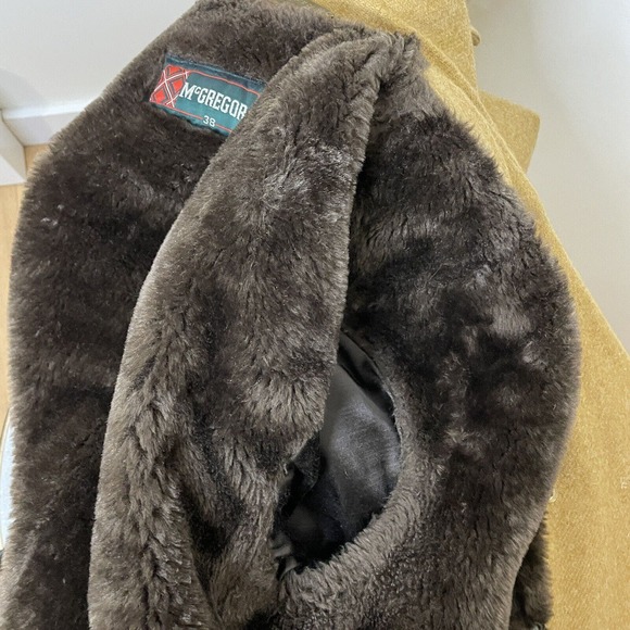 Vintage McGregor 70s Men’s Sherpa Lined Heavy Winter Jacket Pea Coat Tan Sz 38 - Picture 9 of 13